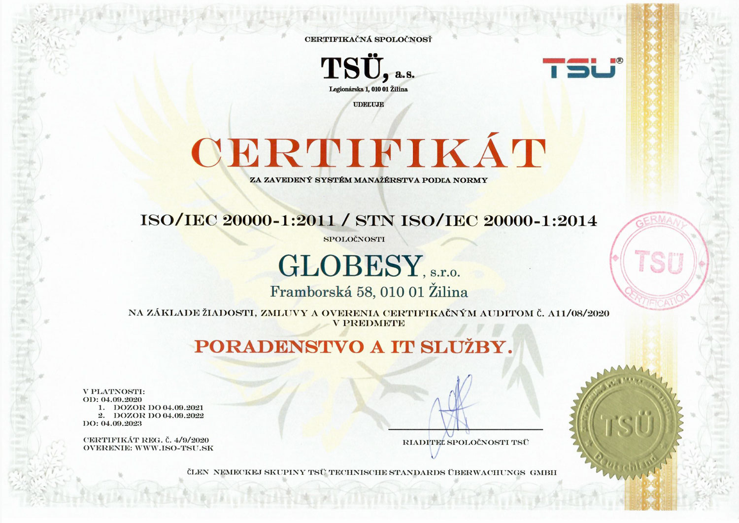 Certifikat-ISO-20000-1-GLOBESY_SK
